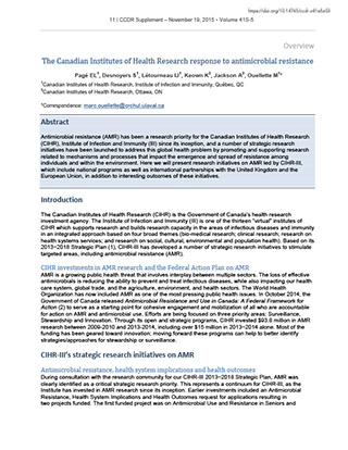 The Canadian Institutes of Health Research response to antimicrobial resistance