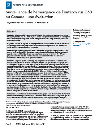 Surveillance de l’émergence de l’entérovirus D68 au Canada : une évaluation