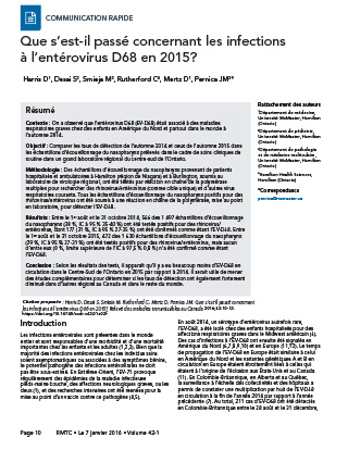 Que s’est-il passé concernant les infections à l’entérovirus D68 en 2015?