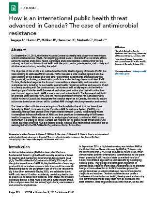 How is an international public health threat advanced in Canada? The case of antimicrobial resistance
