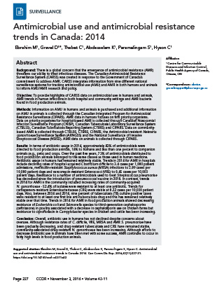 Antimicrobial use and antimicrobial resistance trends in Canada: 2014