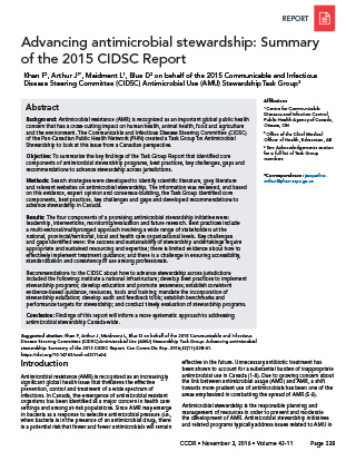 Advancing antimicrobial stewardship: Summary of the 2015 CIDSC Report