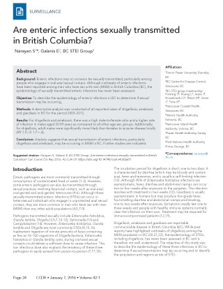Are enteric infections sexually transmitted in British Columbia?