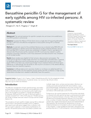 Benzathine penicillin G for the management of early syphilis among HIV co-infected persons: A systematic review