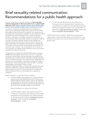 Brief sexuality-related communication: Recommendations for a public health approach
