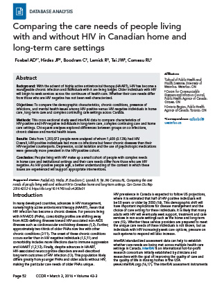 Comparing the care needs of people living with and without HIV in Canadian home and long-term care settings