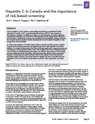 Hepatitis C in Canada and the importance of risk-based screening