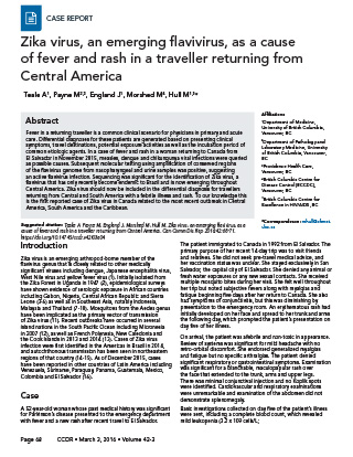 Zika virus, an emerging flavivirus, as a cause of fever and rash in a traveller returning from Central America