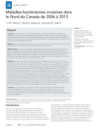 Maladies bactériennes invasives dans le Nord du Canada de 2006 à 2013
