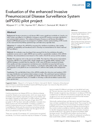 Evaluation of the enhanced Invasive Pneumococcal Disease Surveillance System (eIPDSS) pilot project