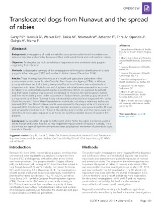 Translocated dogs from Nunavut and the spread of rabies