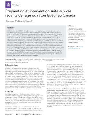 Préparation et intervention suite aux cas récents de rage du raton laveur au Canada