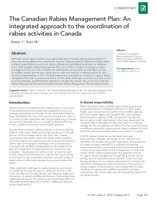 The Canadian Rabies Management Plan: An integrated approach to the coordination of rabies activities in Canada