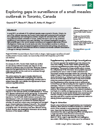 Exploring gaps in surveillance of a small measles outbreak in Toronto, Canada