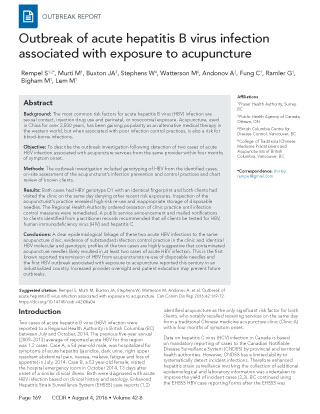 Outbreak of acute hepatitis B virus infection associated with exposure to acupuncture