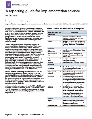 A reporting guide for implementation science articles