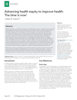 Advancing health equity to improve health: The time is now†