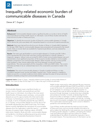 Inequality-related economic burden of communicable diseases in Canada