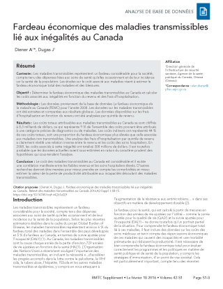 Fardeau économique des maladies transmissibles lié aux inégalités au Canada