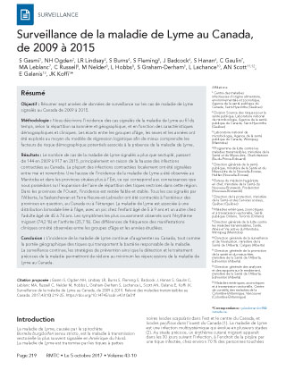 Surveillance de la maladie de Lyme au Canada, de 2009 à 2015