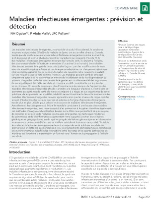 Maladies infectieuses émergentes : prévision et détection