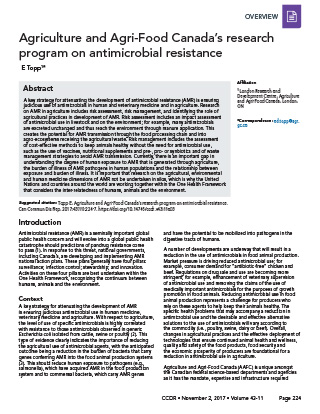 Agriculture and Agri-Food Canada’s research program on antimicrobial resistance