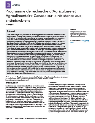 Programme de recherche d’Agriculture et Agroalimentaire Canada sur la résistance aux antimicrobiens
