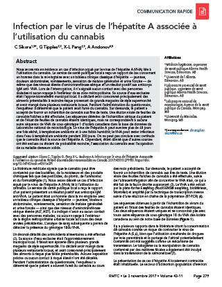 Infection par le virus de l’hépatite A associée à l’utilisation du cannabis