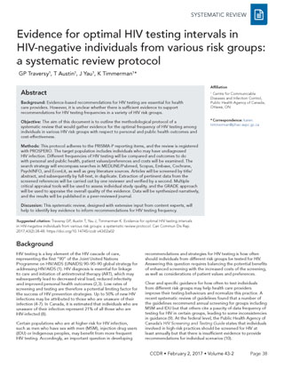 Evidence for optimal HIV testing intervals in HIV-negative individuals from various risk groups: a systematic review protocol