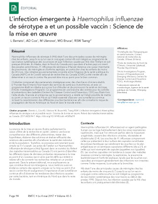 L’infection émergente à Haemophilus influenzae de sérotype a et un possible vaccin : Science de la mise en œuvre