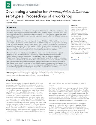 Developing a vaccine for Haemophilus influenzae serotype a: Proceedings of a workshop