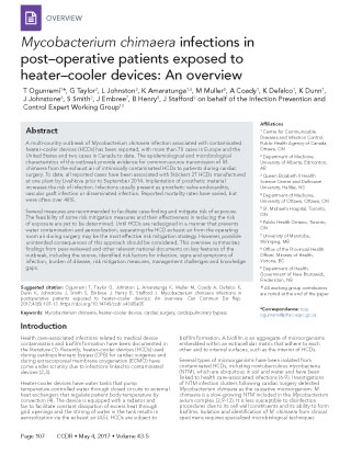 Mycobacterium chimaera infections in post–operative patients exposed to heater–cooler devices: An overview