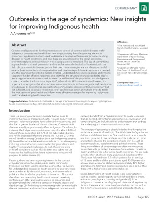 Outbreaks in the age of syndemics: New insights for improving Indigenous health