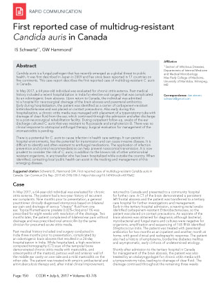 First reported case of multidrug-resistant Candida auris in Canada