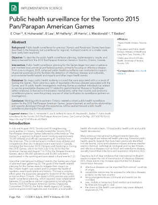 Public health surveillance for the Toronto 2015 Pan/Parapan American Games