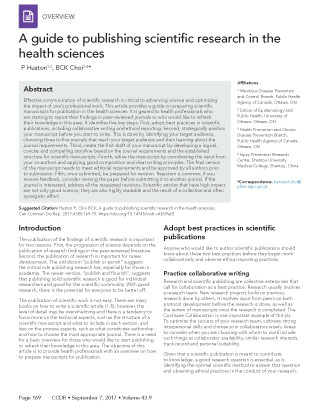 A guide to publishing scientific research in the health sciences