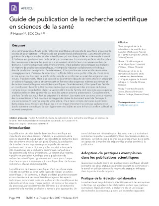 Guide de publication de la recherche scientifique en sciences de la santé