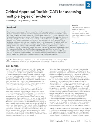 Critical Appraisal Toolkit (CAT) for assessing multiple types of evidence