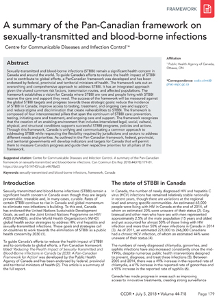 A summary of the Pan-Canadian framework on sexually-transmitted and blood-borne infections