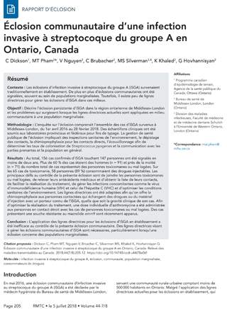 Éclosion communautaire d'une infection invasive à streptocoque du groupe A en Ontario, Canada