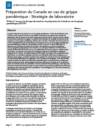 Préparation du Canada en cas de grippe pandémique : Stratégie de laboratoire