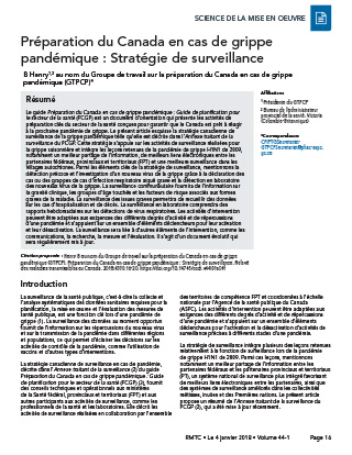 Préparation du Canada en cas de grippe pandémique : Stratégie de surveillance
