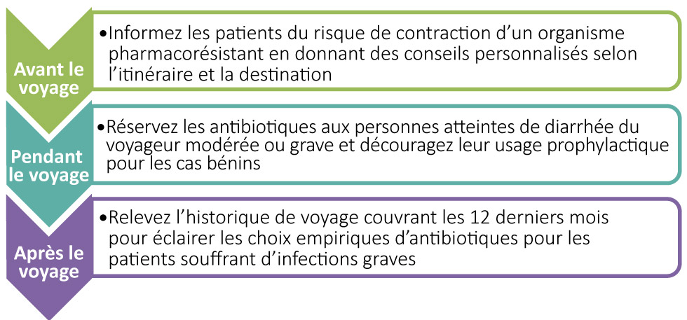 Figure 2 : Occasions de prise en charge du risque de contraction d’organismes pharmacorésistants au cours d’un voyage