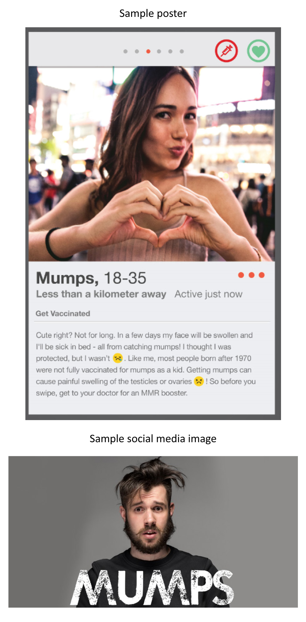 Figure 1: Sample poster and social media image used for Toronto mumps outbreak, 2017–2018