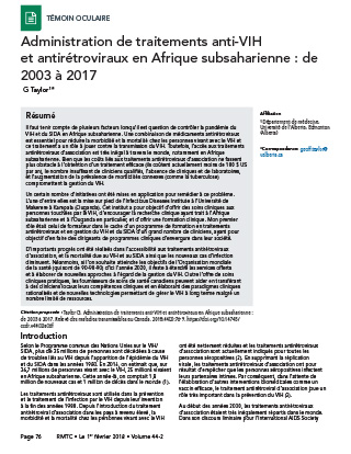 Administration de traitements anti VIH et antirétroviraux en Afrique subsaharienne : de 2003 à 2017