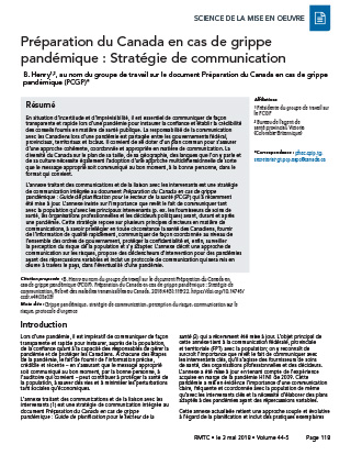 Préparation du Canada en cas de grippe pandémique : Stratégie de communication
