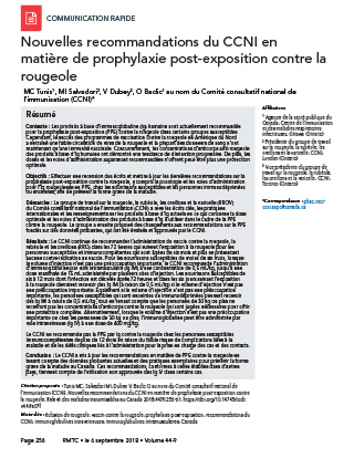 Nouvelles recommandations du CCNI en matière de prophylaxie post-exposition contre la rougeole