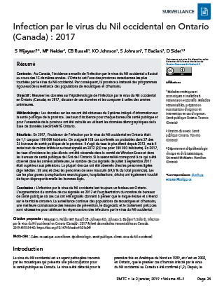Virus du Nil occidental en Ontario en 2017