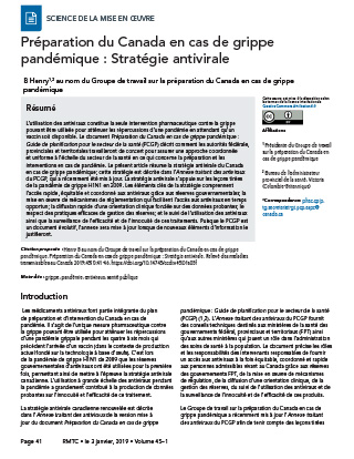 Préparation à la pandémie d'influenza au Canada : Stratégie antivirale