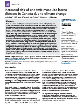 Increased risk of endemic mosquito-borne diseases in Canada due to climate change